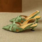 Calypso | Woven Leather Slingback Heels Pointed Toe