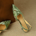 Calypso | Woven Leather Slingback Heels Pointed Toe