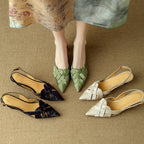 Calypso | Woven Leather Slingback Heels Pointed Toe