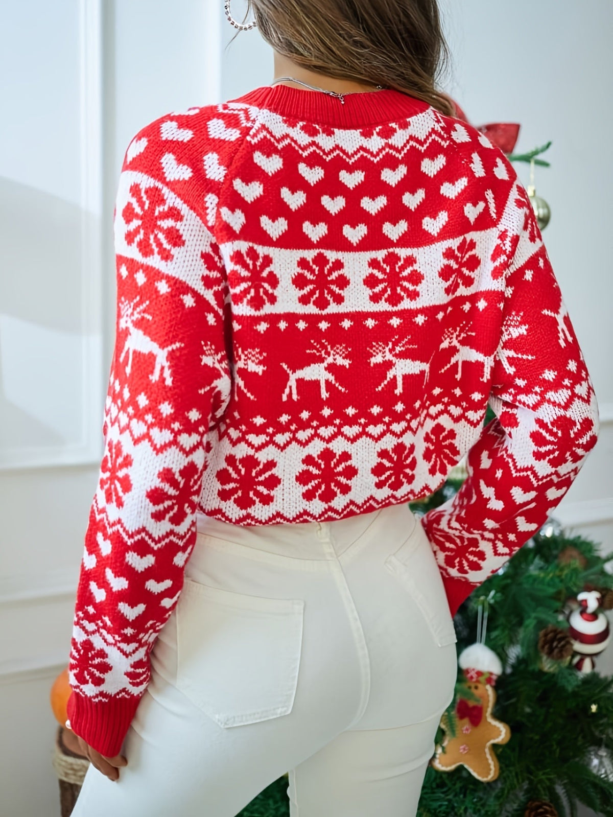 Coranne | Red Fair Isle Deer Christmas Sweater