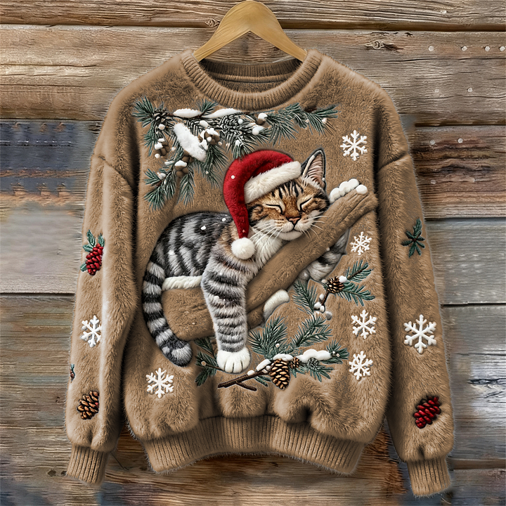 Darora | Embroidered Cat Christmas Sweater Plush