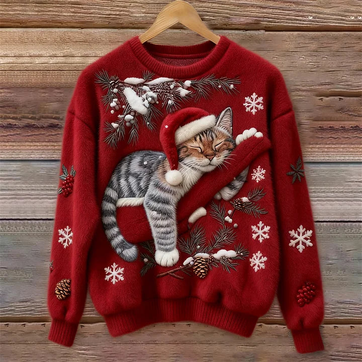 Darora | Embroidered Cat Christmas Sweater Plush