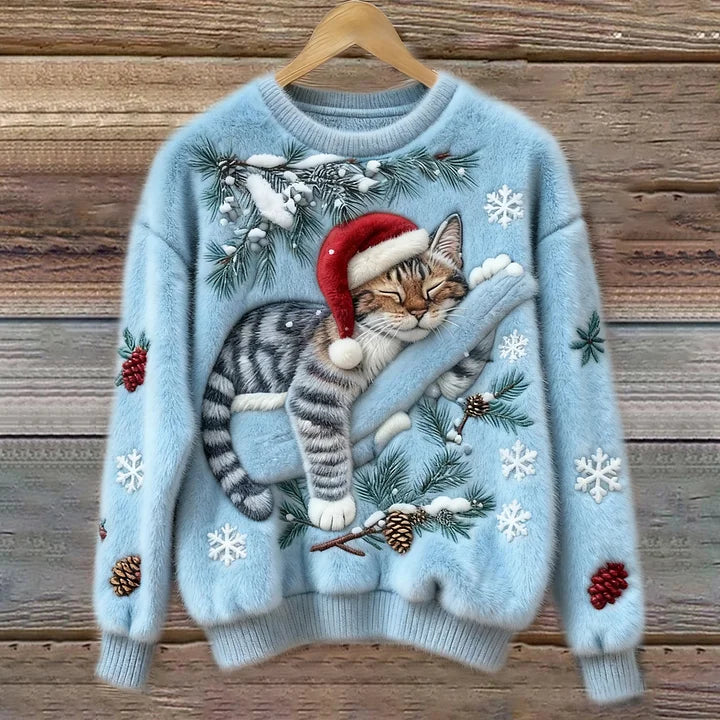 Darora | Embroidered Cat Christmas Sweater Plush
