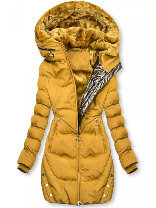 Delelle | Plush Lined Hooded Long Puffer Coat