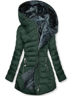 Delelle | Plush Lined Hooded Long Puffer Coat