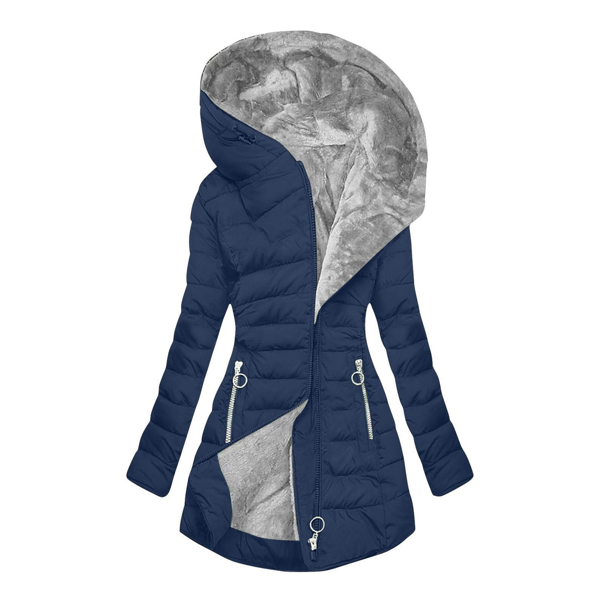 Delelle | Plush Lined Hooded Long Puffer Coat