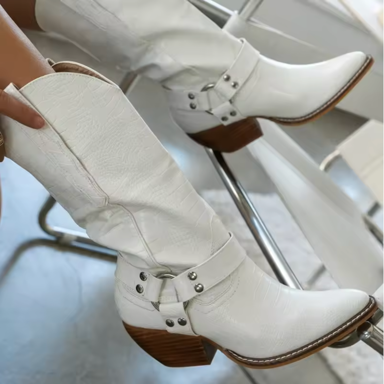 Delena | Cow Print Western Cowboy Boots