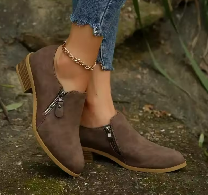 Deline | Orthopedic Zip Ankle Boots Faux Suede