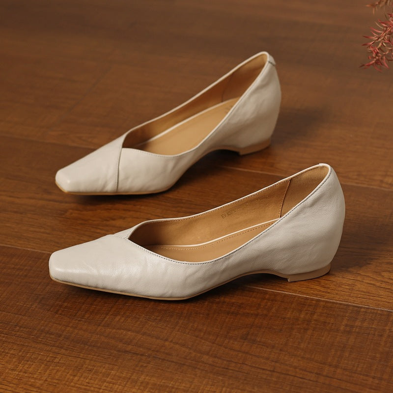 Delphina | Square-Toe Lambskin Flats