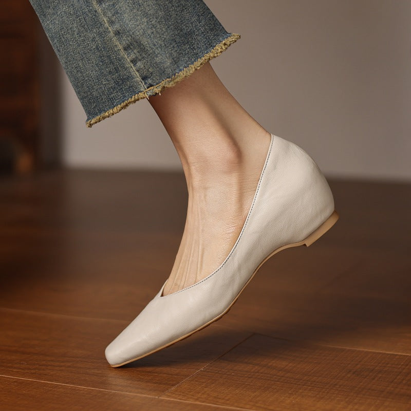 Delphina | Square-Toe Lambskin Flats