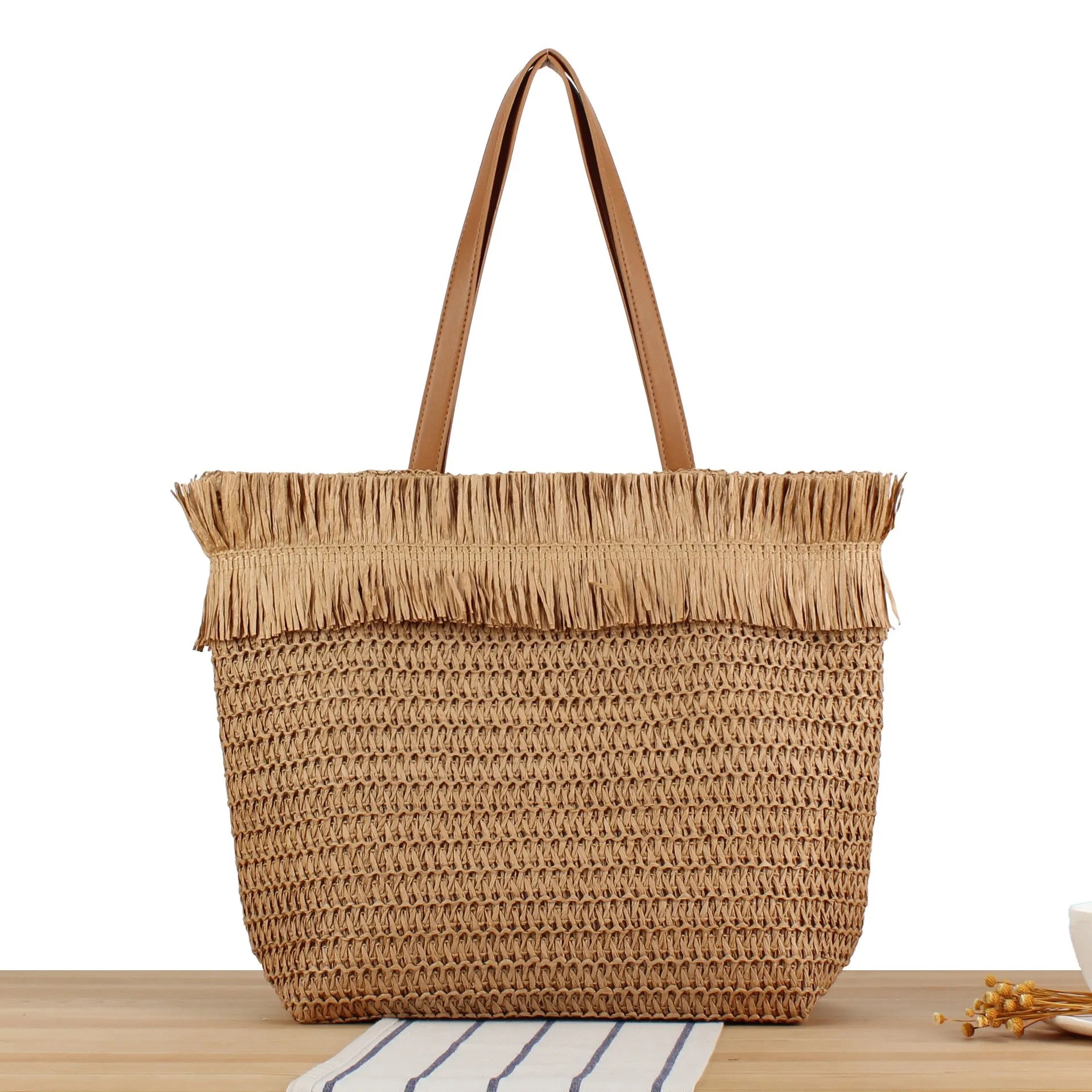 Opal™ | Fringed Straw Beach Tote