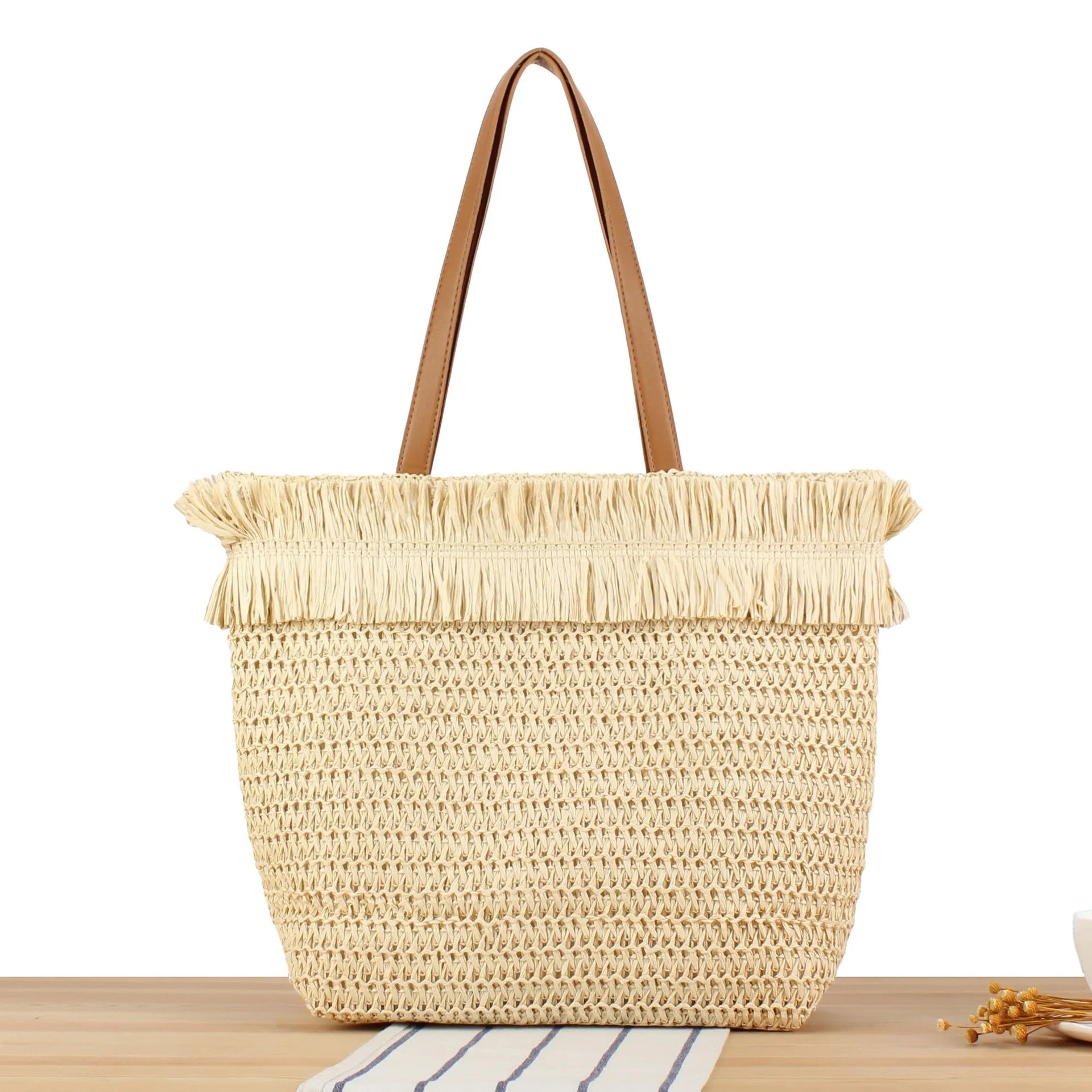 Opal™ | Fringed Straw Beach Tote