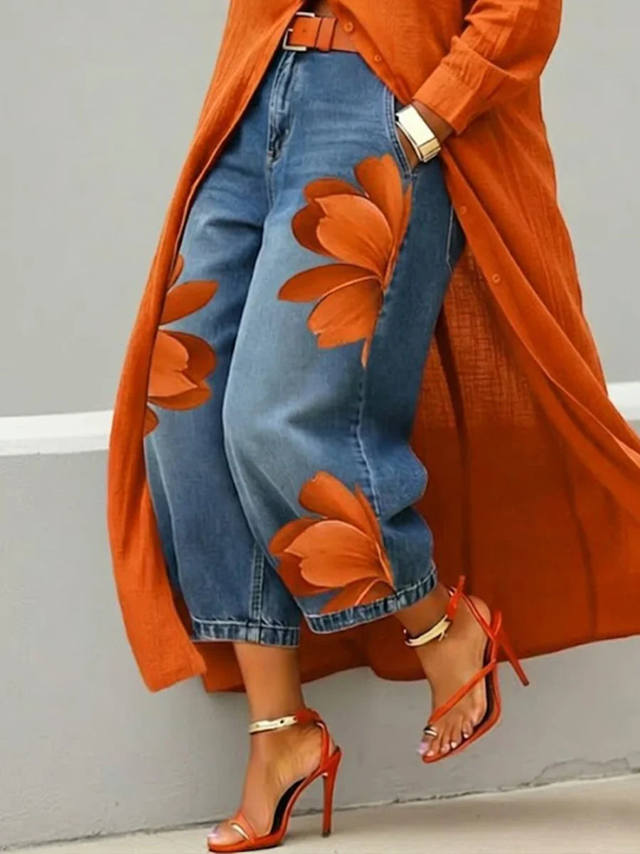 Margot™ | Shirt Dress and Floral Jeans