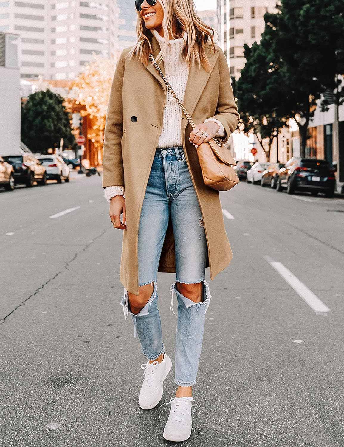 Elisse | Double-Breasted Longline Notch Lapel Coat