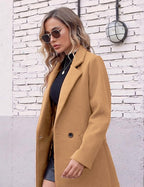 Elisse | Double-Breasted Longline Notch Lapel Coat