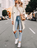 Elisse | Double-Breasted Longline Notch Lapel Coat