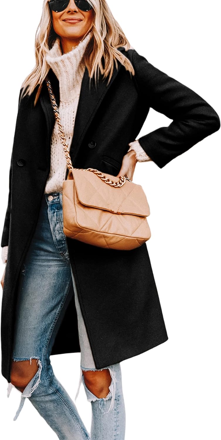 Elisse | Double-Breasted Longline Notch Lapel Coat