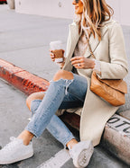 Elisse | Double-Breasted Longline Notch Lapel Coat