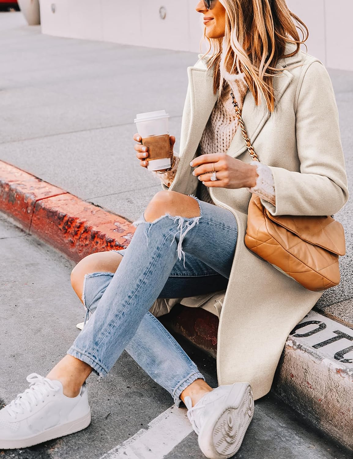 Elisse | Double-Breasted Longline Notch Lapel Coat
