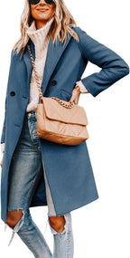 Elisse | Double-Breasted Longline Notch Lapel Coat