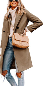 Elisse | Double-Breasted Longline Notch Lapel Coat
