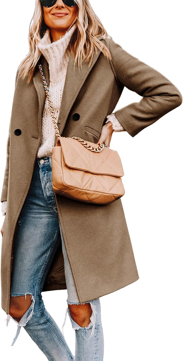 Elisse | Double-Breasted Longline Notch Lapel Coat