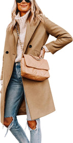Elisse | Double-Breasted Longline Notch Lapel Coat