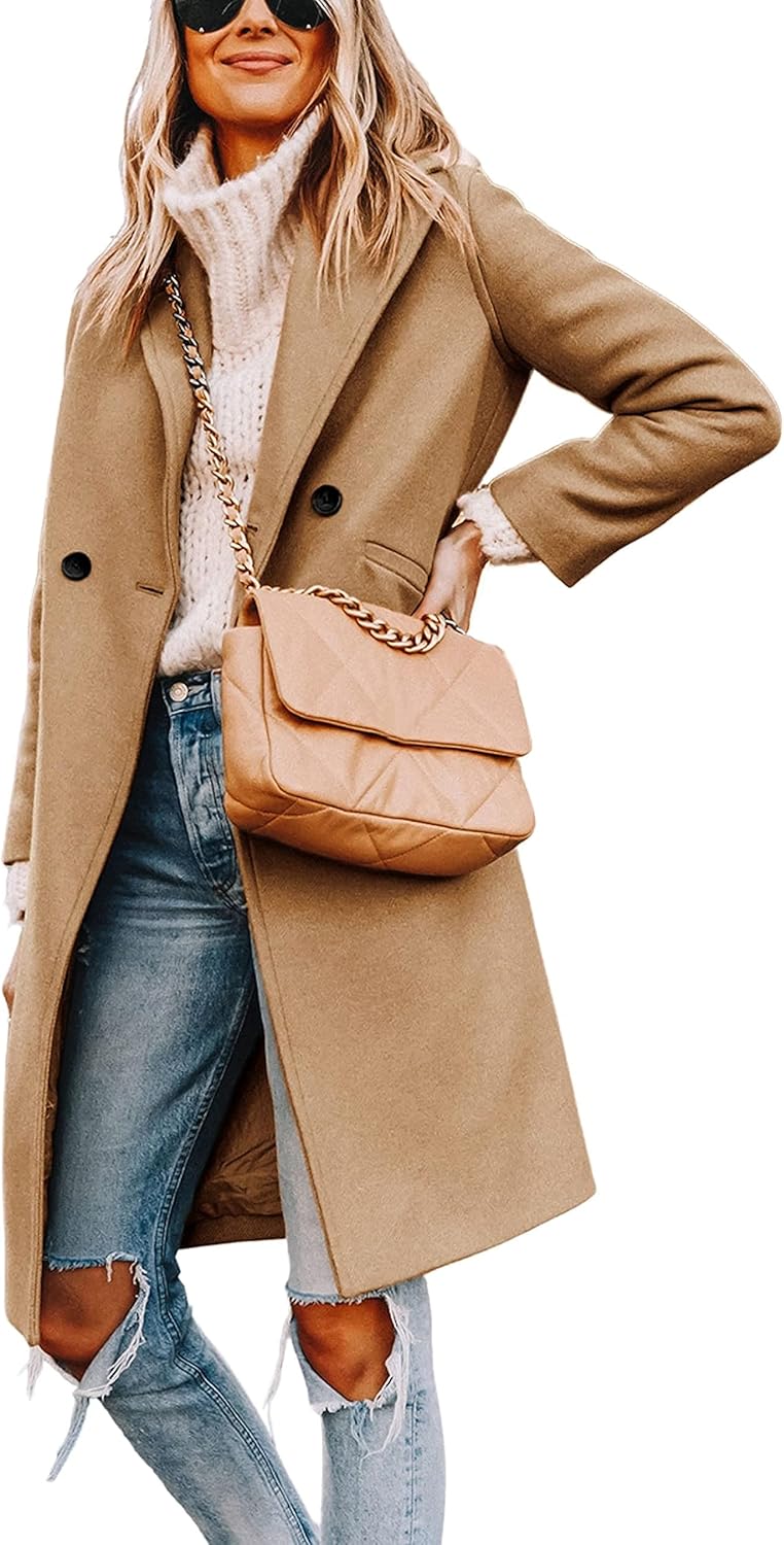 Elisse | Double-Breasted Longline Notch Lapel Coat