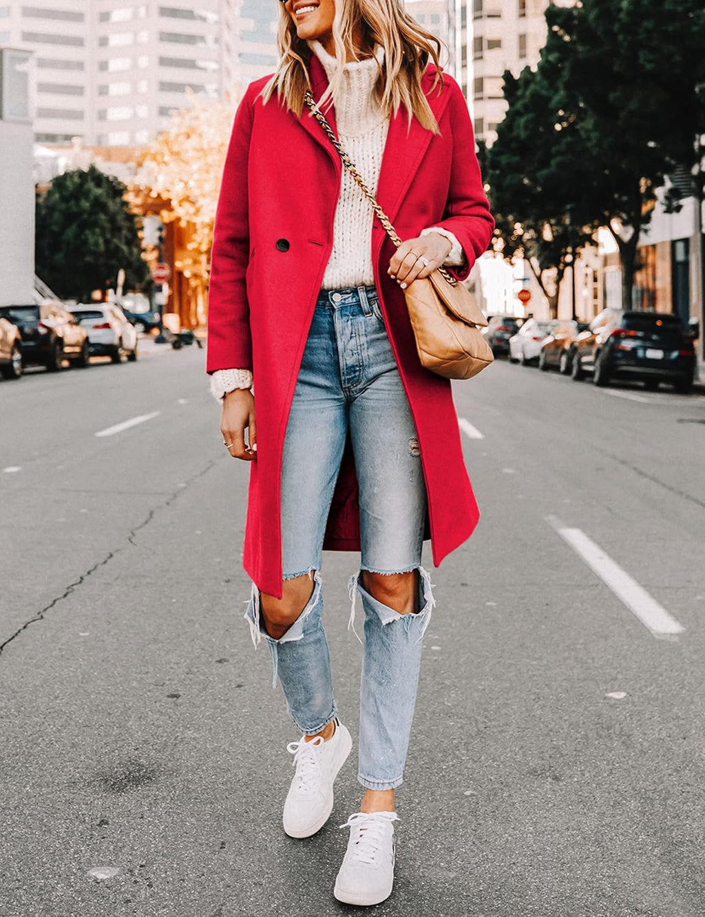 Elisse | Double-Breasted Longline Notch Lapel Coat