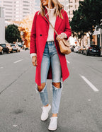 Elisse | Double-Breasted Longline Notch Lapel Coat