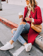 Elisse | Double-Breasted Longline Notch Lapel Coat