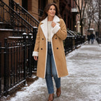 Emanne | Camel Winter Coat with Sherpa Lining