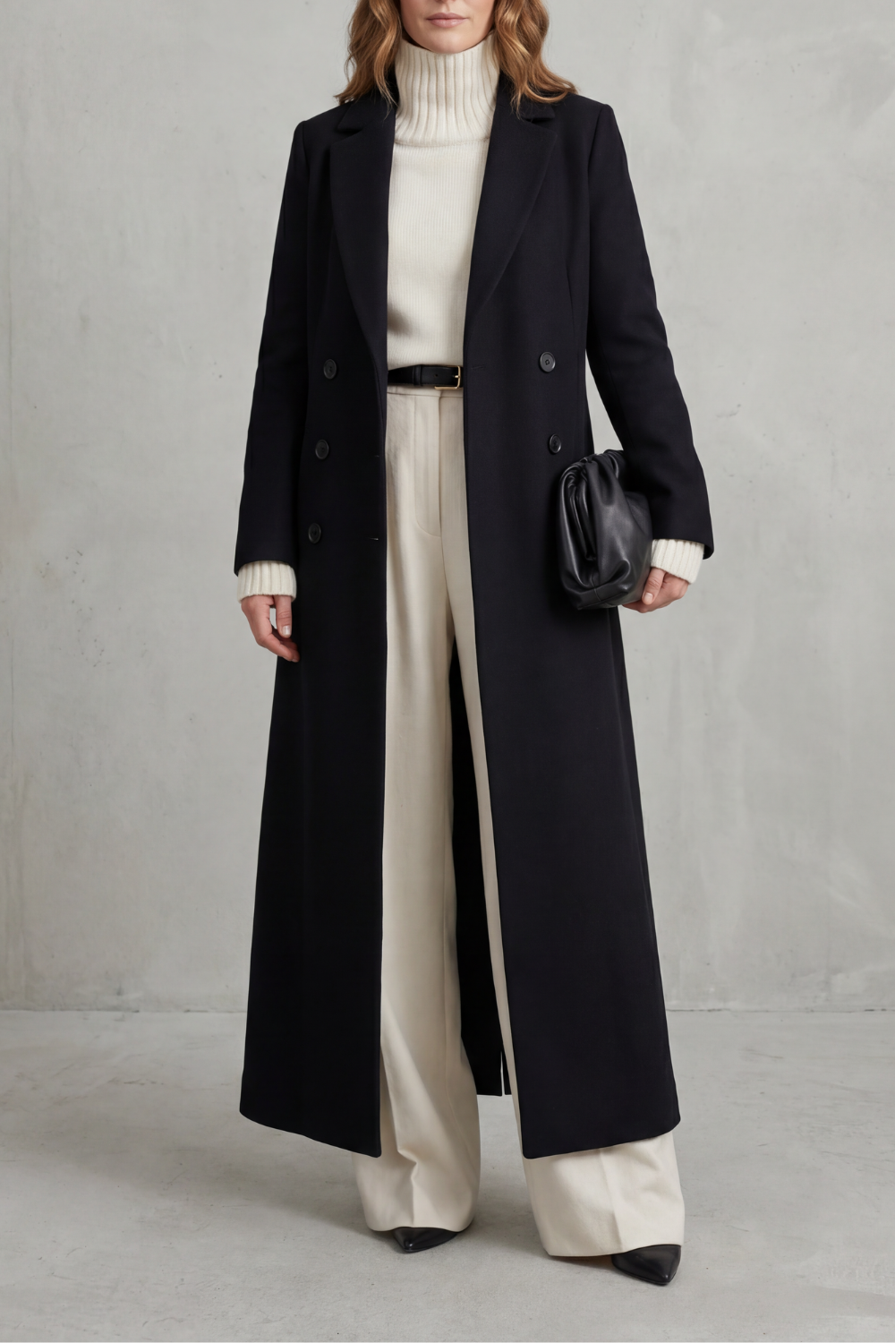 Emaora | Long Wool Blend Coat Double-Breasted