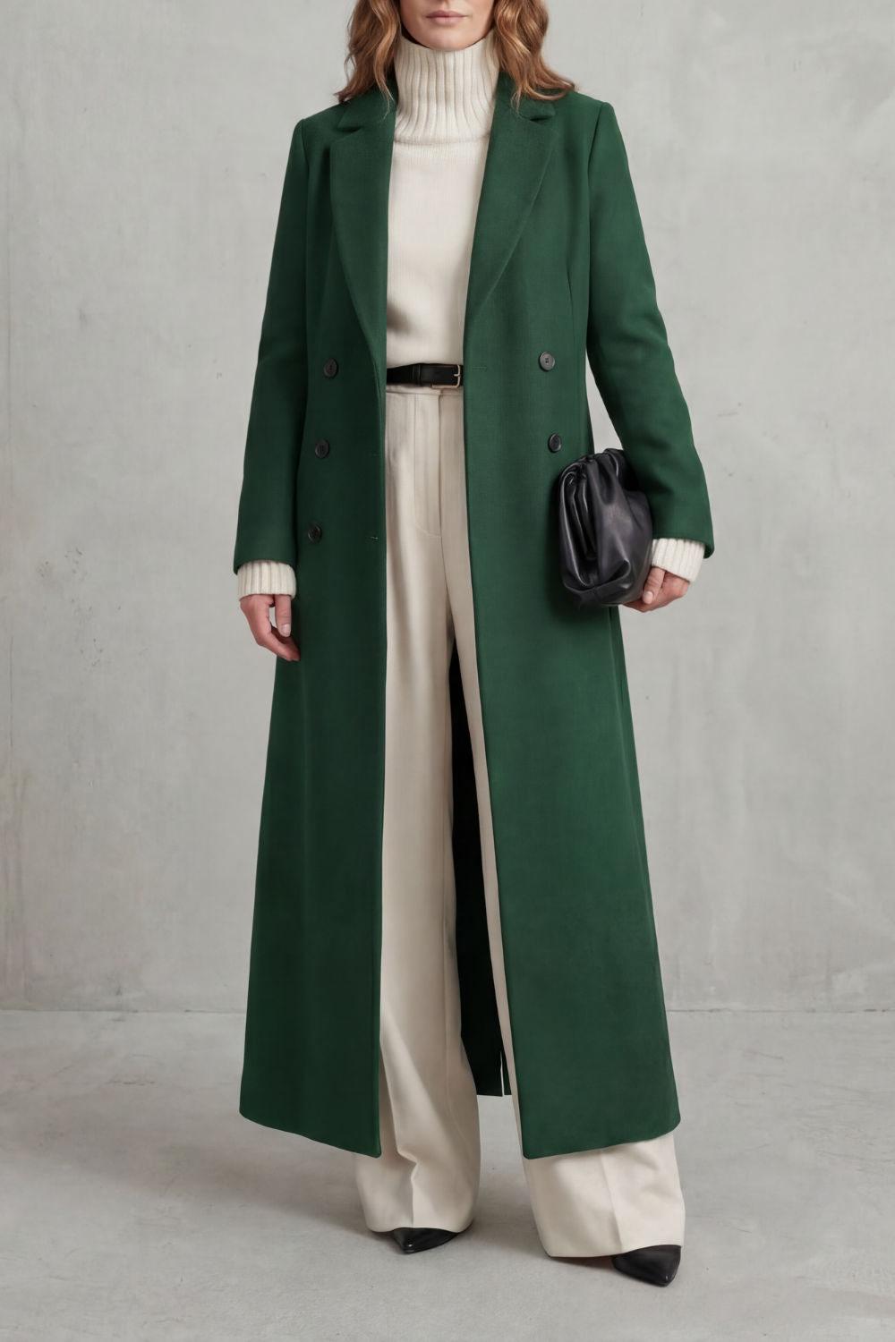 Emaora | Long Wool Blend Coat Double-Breasted