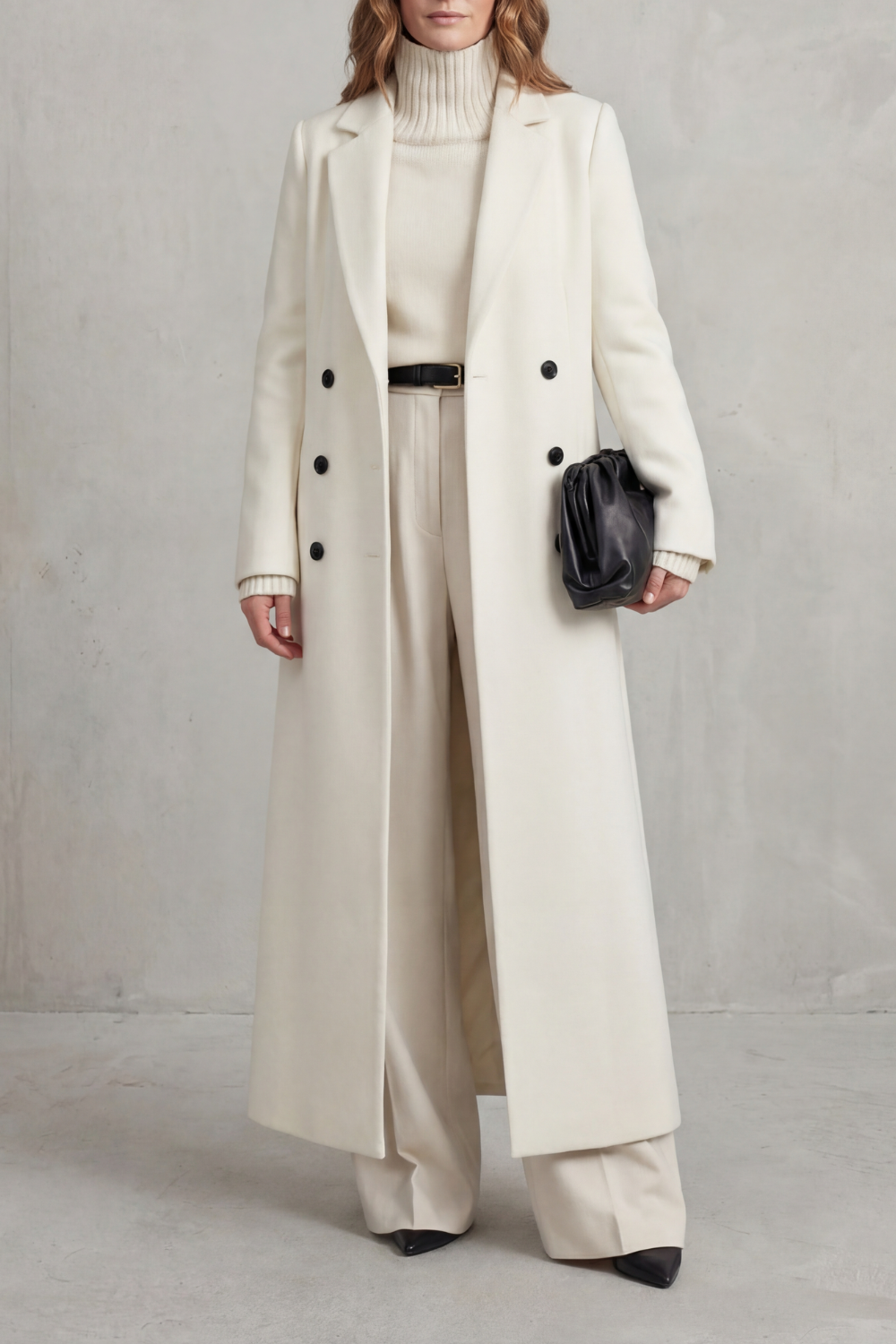Emaora | Long Wool Blend Coat Double-Breasted
