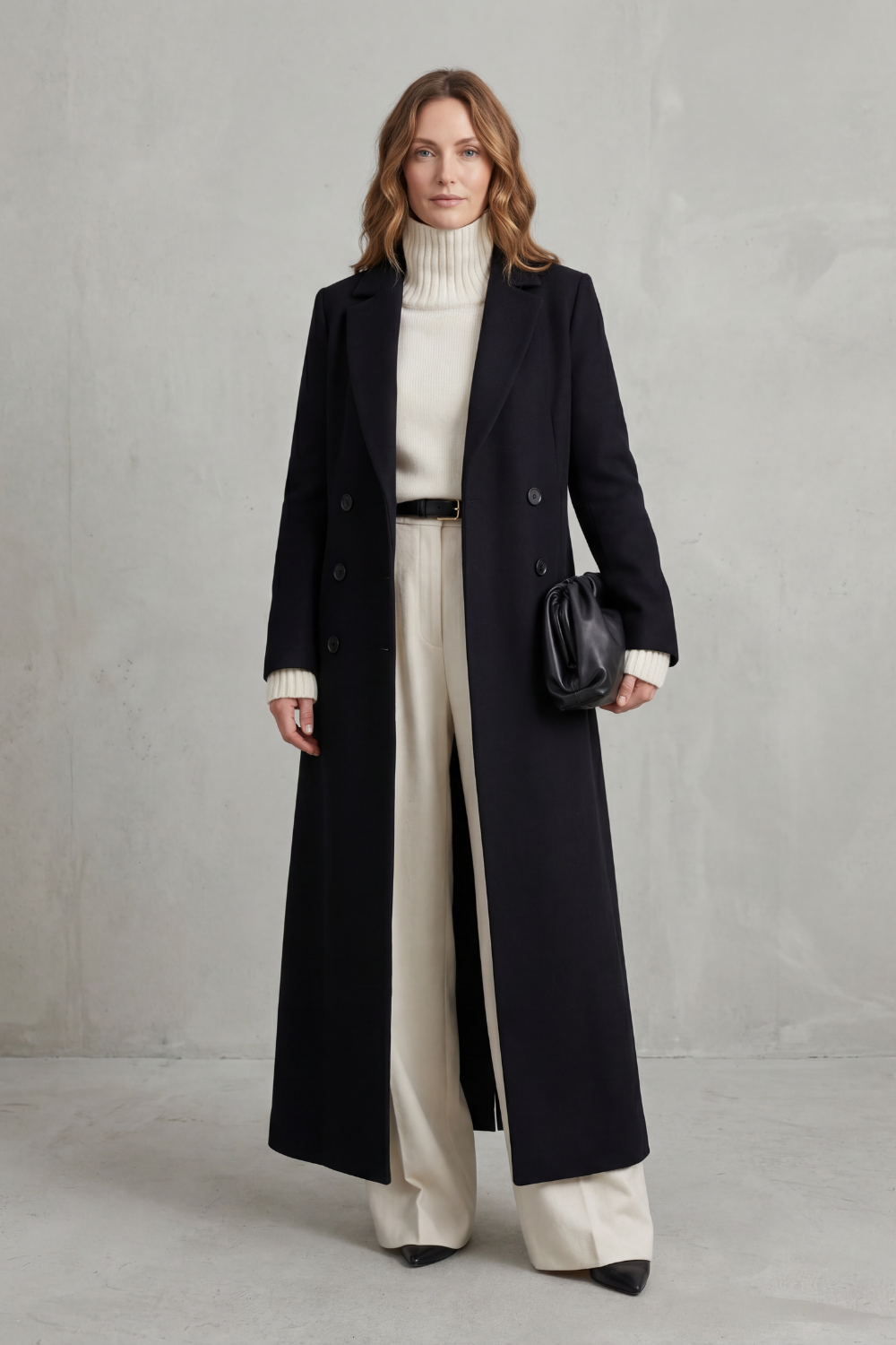 Emaora | Long Wool Blend Coat Double-Breasted