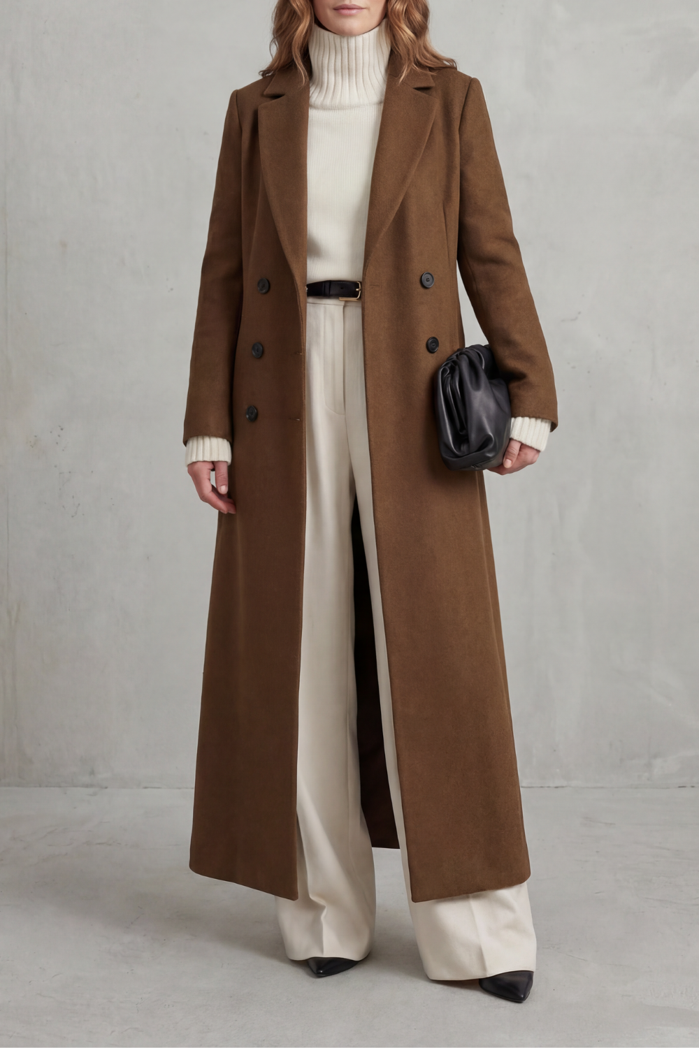 Emaora | Long Wool Blend Coat Double-Breasted