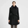 Eveanne | Belted Coat with Fur Collar Flared Hem