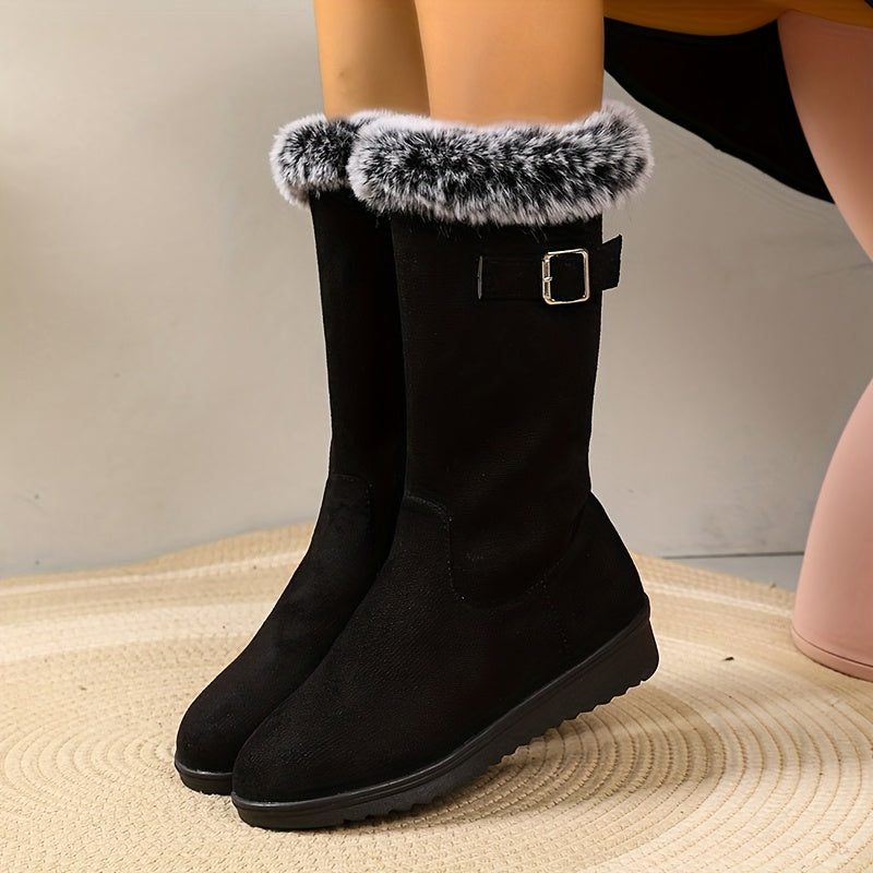 Eveisse | Tall Plush Lined Winter Boots with Buckle
