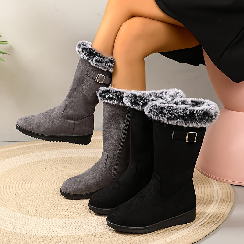 Eveisse | Tall Plush Lined Winter Boots with Buckle