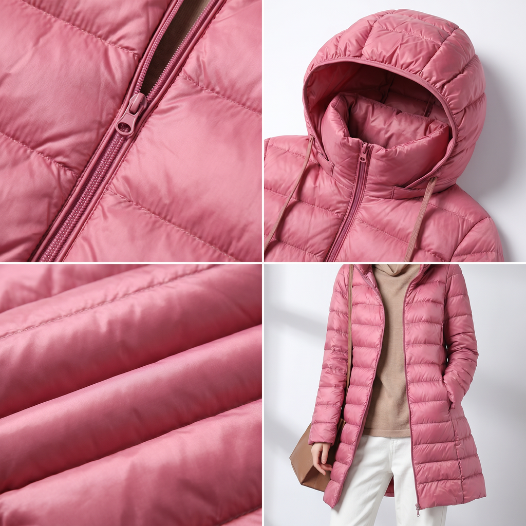 Evette | Ultralight Hooded Long Puffer Coat