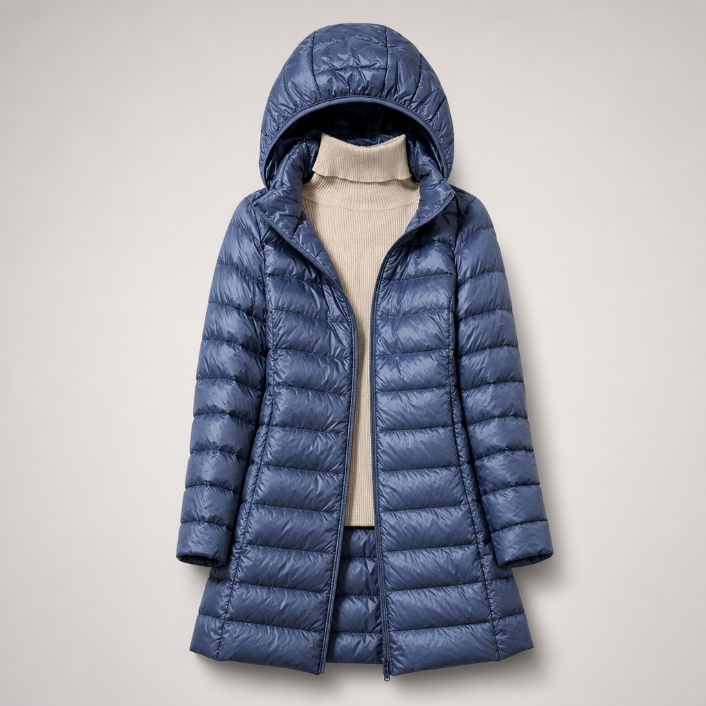 Evette | Ultralight Hooded Long Puffer Coat