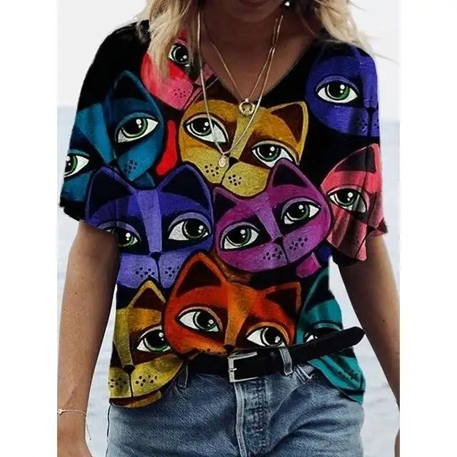 Mabel™ | The Playful Cat Print Tee