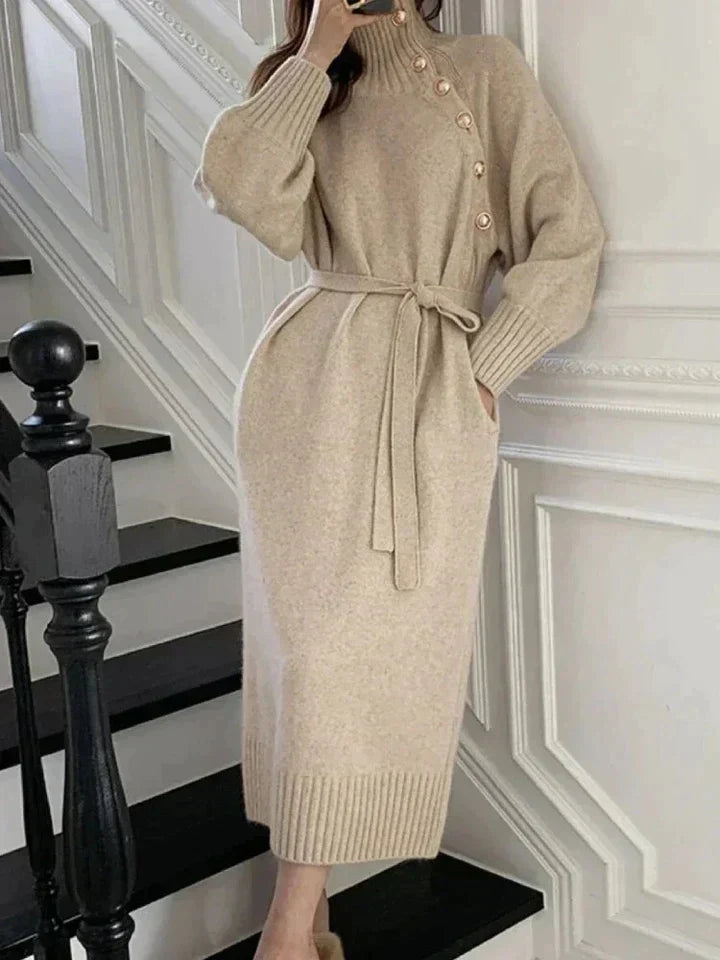 Faeine | Turtleneck Sweater Dress with Tie Waist