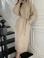 Faeine | Turtleneck Sweater Dress with Tie Waist