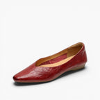 Faelle | V-Cut Lambskin Flats with Square Toe