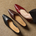 Faelle | V-Cut Lambskin Flats with Square Toe