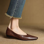 Faelle | V-Cut Lambskin Flats with Square Toe