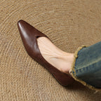 Faelle | V-Cut Lambskin Flats with Square Toe