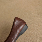Faelle | V-Cut Lambskin Flats with Square Toe